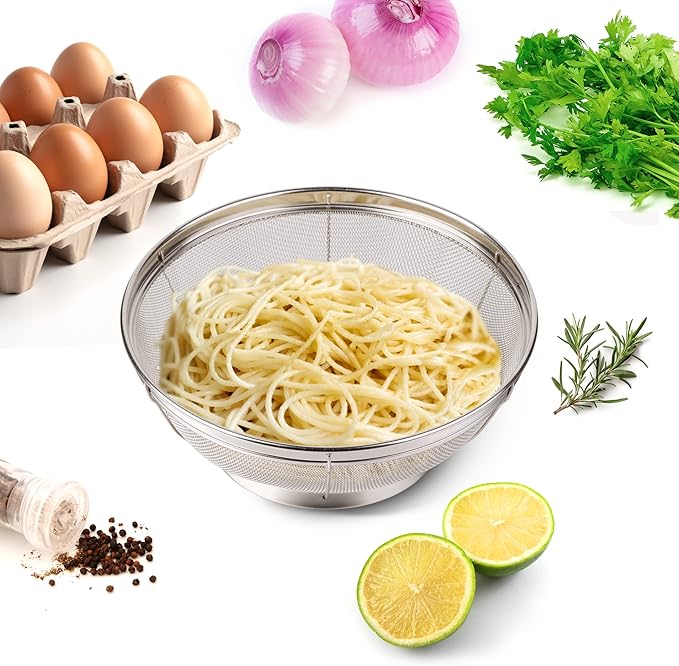 Tiawudi 5 Pack Strainers for Kitchen, 18/8 Stainless Steel Colander, Fine Mesh Strainer for Pasta, Rice and Fruit, Sieve for Strain, Drain, Rinse or Steam, Multi Size Sifter