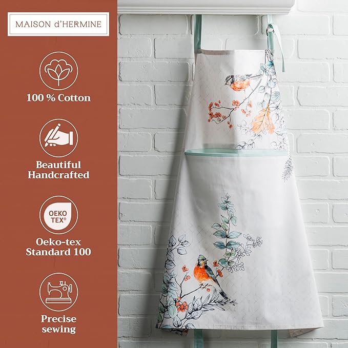 Maison d' Hermine 100% Cotton Apron for women with Pocket Kitchen Chef Apron for Men Cooking Mothers Day Gifts