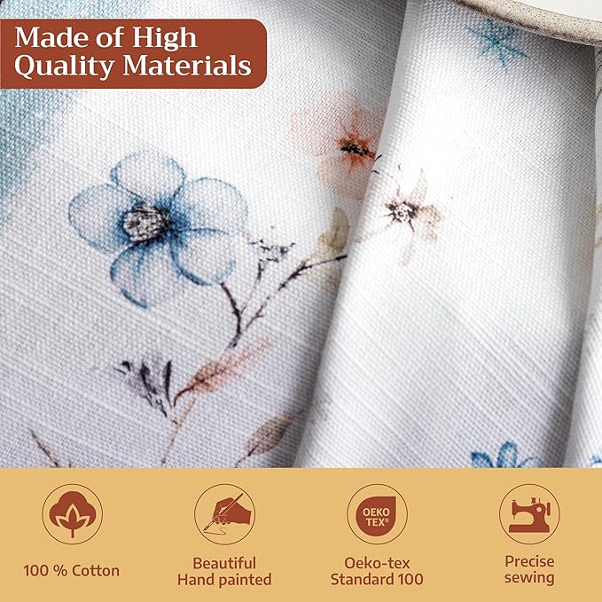 Maison d' Hermine Cloth Napkins Set of 4 100% Cotton for Thanksgiving Christmas Decorations Everyday Reusable Square Fall Napkins Cloth Washable Dinner Party (Ice Florals, 20"x20")