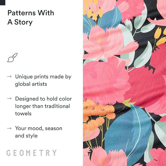 GEOMETRY Kitchen Tea Towels - Quick Dry Microfiber Dish Towels for Kitchen My Garden, 18" x 30" 1 Pack