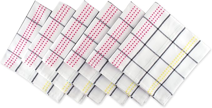 DII Cotton Plaid Napkin Set Machine Washable, 20x20, Butcher Block, 6 Count