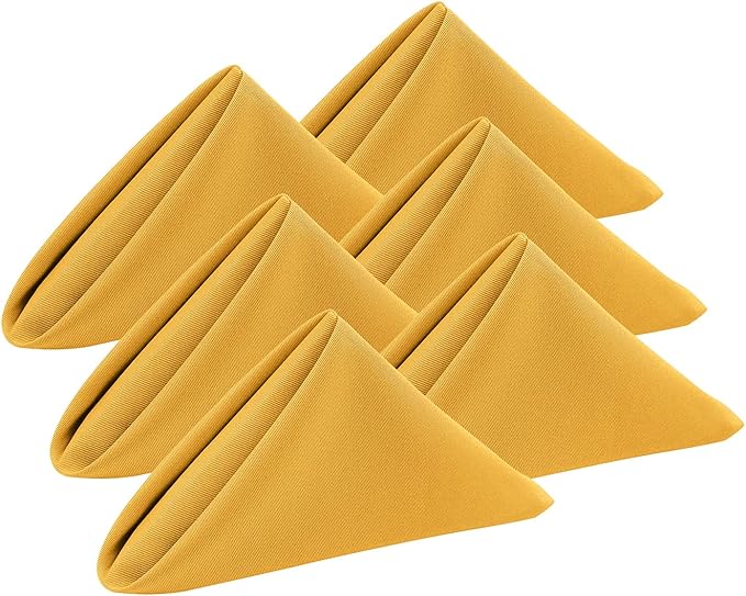Yellow Cloth Napkins Set of 6,Made of 100% Cotton,18x18 inch,Nostalgic Table Decorations, Soft,Comfortable and Reusable (Mustatrd)