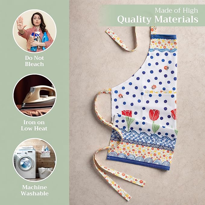 Maison d' Hermine 100% Cotton Apron for women with Pocket Kitchen Chef Apron for Men Cooking Mothers Day Gifts