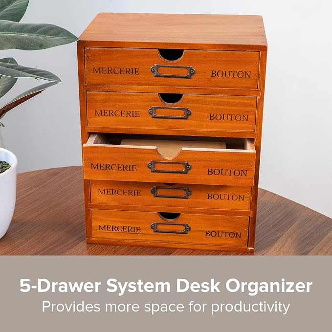 Vintage 5-Drawer Wooden Desk Organizer - Craft Storage - Rustic Shelf Drawer - Home Bedazzling, Rhinestone Organizers and Accessories - Embroidery Floss - Apothecary Cabinet, Art Storage I Stackable