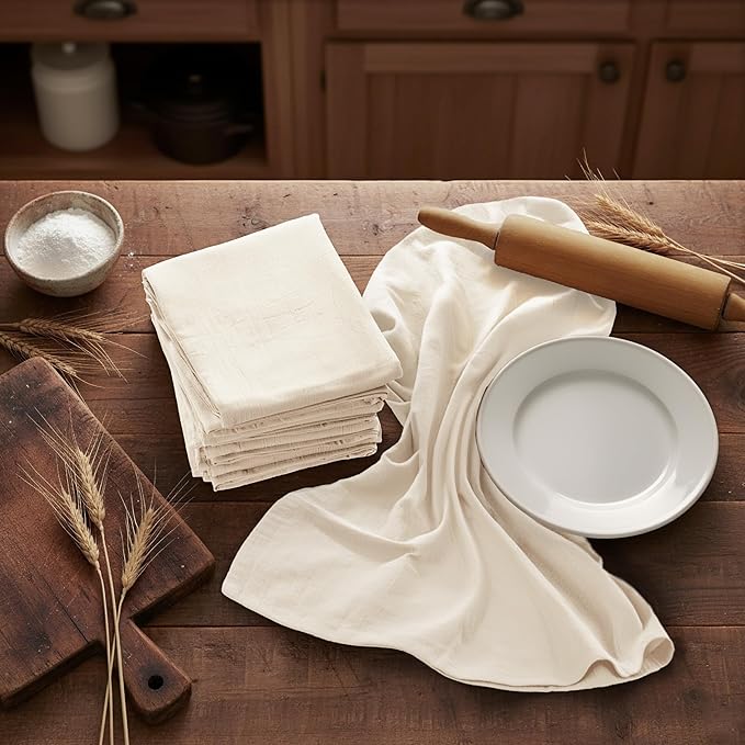 Utopia Kitchen Natural Flour Sack Towels [6 Pack - 28 x 28 Inch] 100% Cotton Tea Towels for Cleaning & Drying - Highly Absorbent Kitchen Dish Cloth