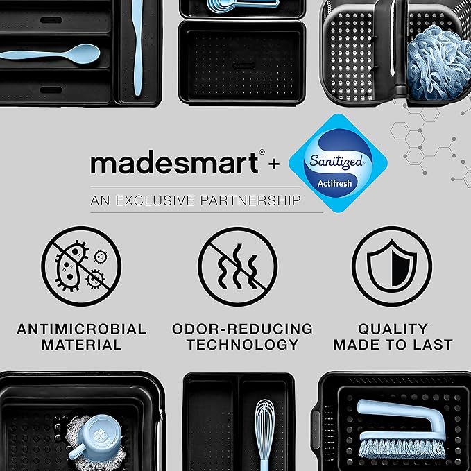 madesmart Antimicrobial 2 Tier Organizer, Pack of 2, Frost