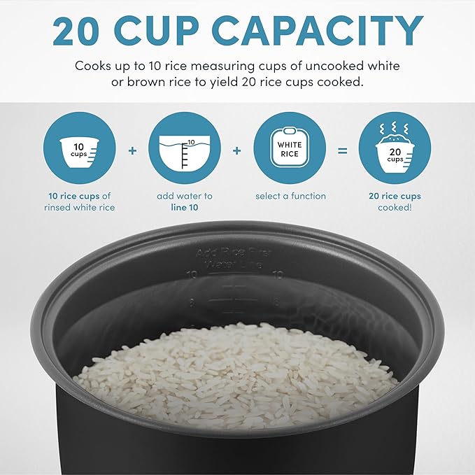 Aroma Housewares AROMA® Professional 20-Cup (Cooked) / 5Qt. Digital Rice Cooker, Steamer, and Slow Cooker Pot with 10 Smart Cooking Modes, Including Sauté-then-Simmer®