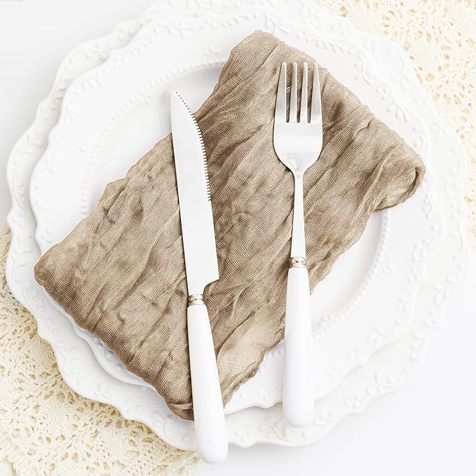 60 Pack Sand Cheesecloth Napkins 21x21 Inches Sand Cloth Napkins Set of 60 Washable Dinner Table Napkins for Wedding Rustic Boho Cotton Gauze Party Bridal Baby Shower Family Gathering Table Decor