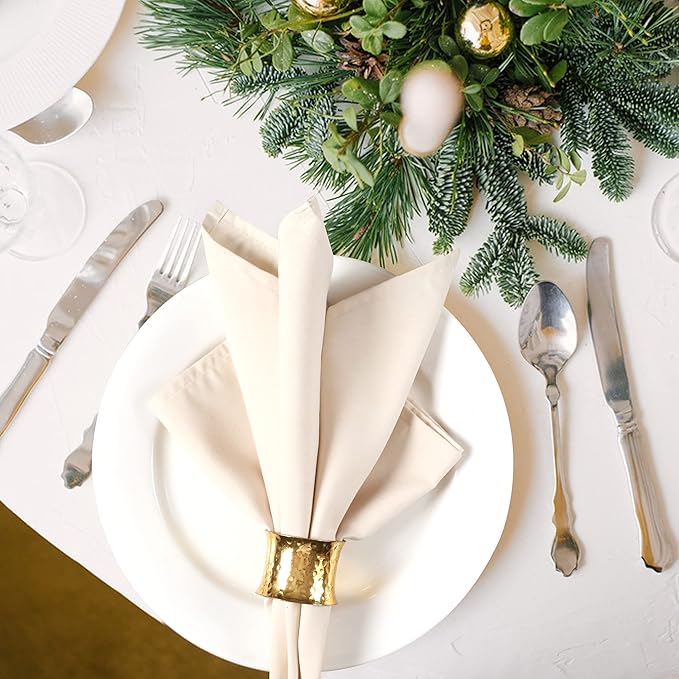 Hemmed Edge Cloth Dinner Napkins Set of 4 18x18 Inches - Almond Beige, Soft Spring Basket Décor Dinning Table Linen Napkin Ideal for Kitchen, Easter, Wedding | Decorative Washable Banquet Event Napkin