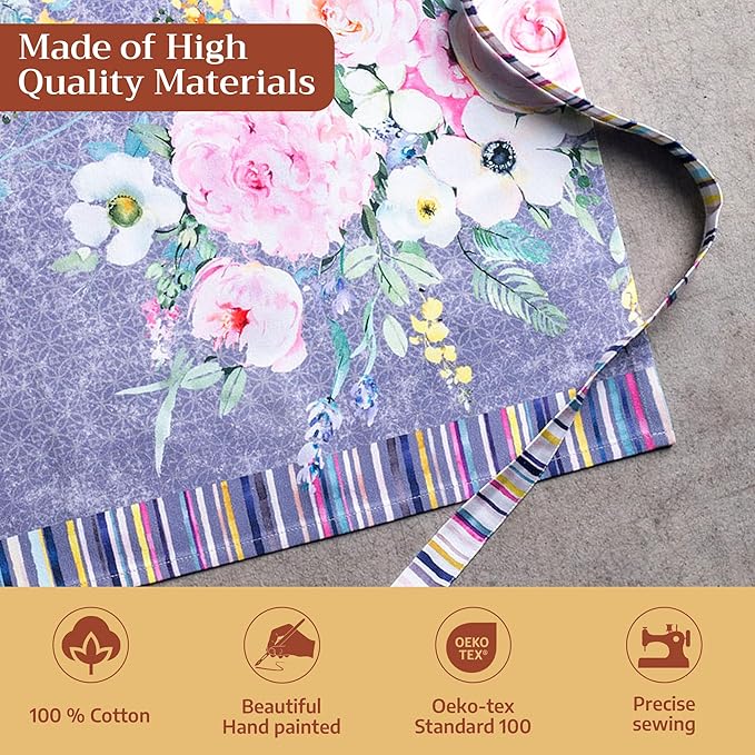 Maison d' Hermine 100% Cotton Apron for women with Pocket Kitchen Chef Apron for Men Cooking Mothers Day Gifts