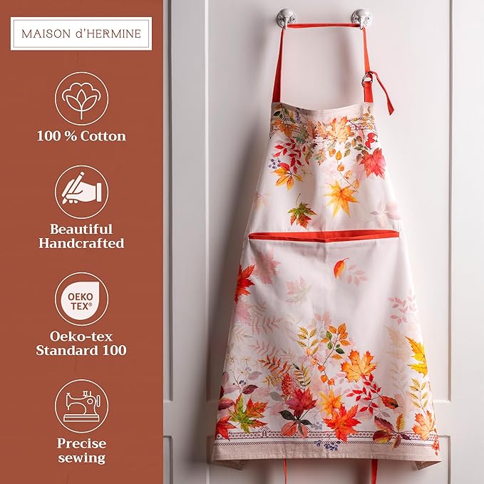 Maison d' Hermine 100% Cotton Apron for women with Pocket Kitchen Chef Apron for Men Cooking Mothers Day Gifts