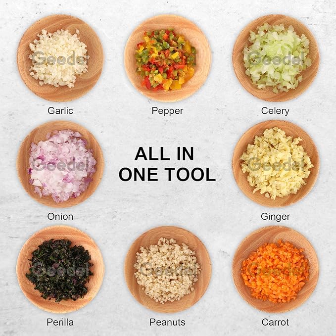 Geedel Food Chopper, Easy to Clean Manual Hand Vegetable Chopper, Dishwasher Safe Slap Onion Cutter for Veggies Onions Garlic Nuts Salads Red