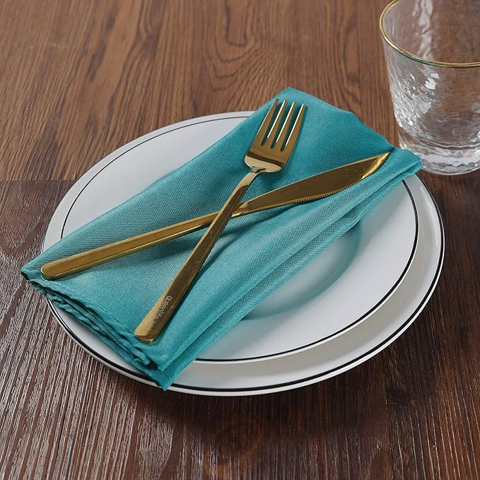 Cloth Napkins 17x17 inch Washable Polyester Dinner Napkins Soft Table Napkins for Wedding Party Dining Banquet(Teal,25PCS)