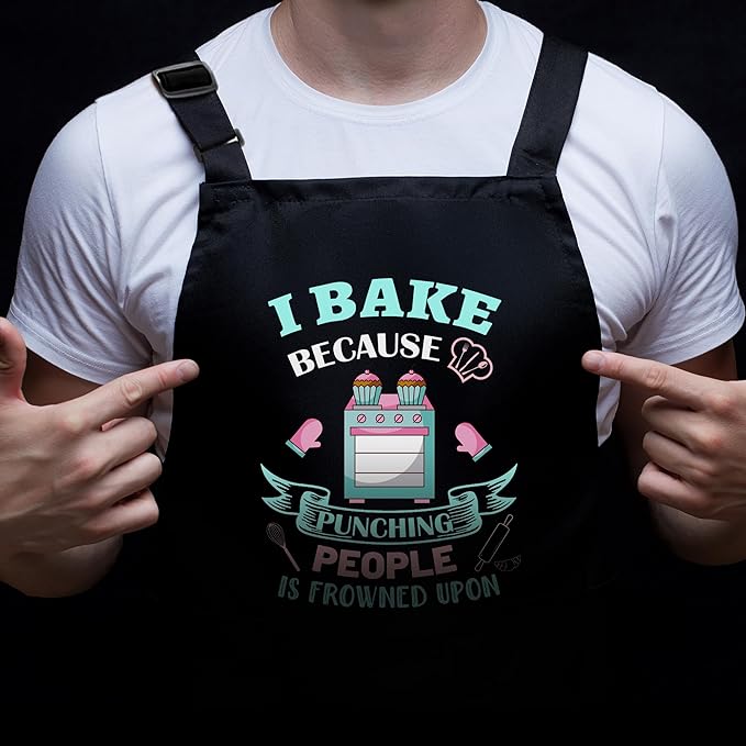Funny Baking Apron for Women - Cute Cooking Aprons for Adults with 2 Pockets, Baking Supplies &Essentials for Home Bakers, Kitchen Apron Gifts for Mother's Day Birthday Christmas