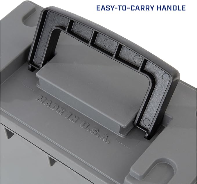 Sheffield 12792 2-Pack Ammo Storage Box, Stackable .30 Cal Field Boxes, Water and Dust Resistant, Lockable Storage Box with Handle, Secures Hunting Gear, Supplies, and Bullets, Made in USA, Gray