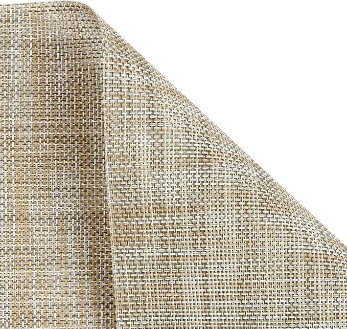 SHACOS Placemats Set of 4 Woven Vinyl Reversible Plastic Durable Place Mats Wipeable Stain Resistant Kitchen Dining Table Mats Indoor Outdoor Table Placemat, Beige