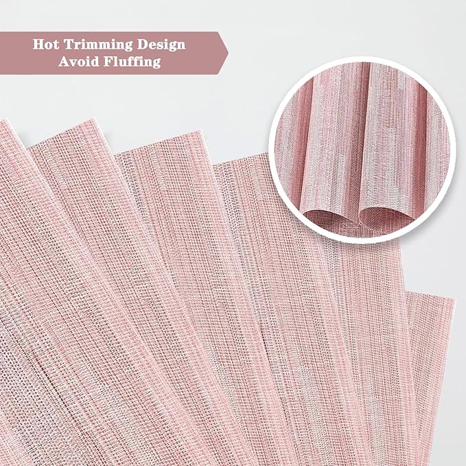 Misty Rose Placemats Set of 2 - Heat Resistant Non-Slip Place mats for Dining Table, Washable Durable PVC Vinyl Woven Table Mats (Misty Rose, 2)