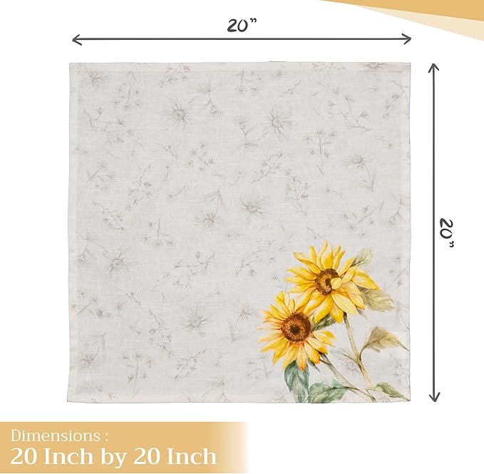 Maison d' Hermine Cloth Napkins Set of 4 100% Cotton Everyday Reusable Square Napkins Cloth Washable Dinner Party Wedding Restaurant Gifts for Mothers Day Spring/Summer (Candice, 20" x 20")