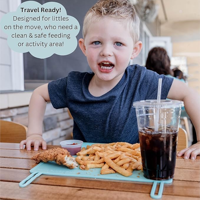 The Table Tyke Silicone Placemats for Toddlers with Patented Edge Bumper | Kids Placemats Non Slip Travel Ready | Baby Placemat BPA Free for Restaurant Dining Table | Ballet Pink