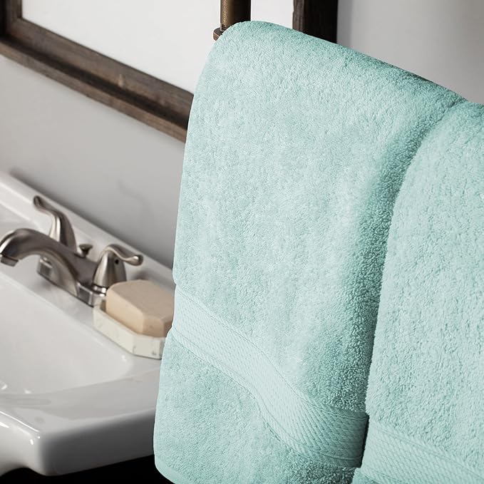 SUPERIOR Egyptian Cotton Pile 10 Piece Towel Set, Includes 2 Bath, 4 Hand, 4 Face Towels/Washcloths, Ultra Soft Luxury Towels, Thick Plush Essentials, Guest Bath, Spa, Hotel Bathroom, Sea Foam