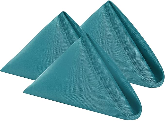 Cloth Napkins 17x17 inch Washable Polyester Dinner Napkins Soft Table Napkins for Wedding Party Dining Banquet(Teal,100PCS)