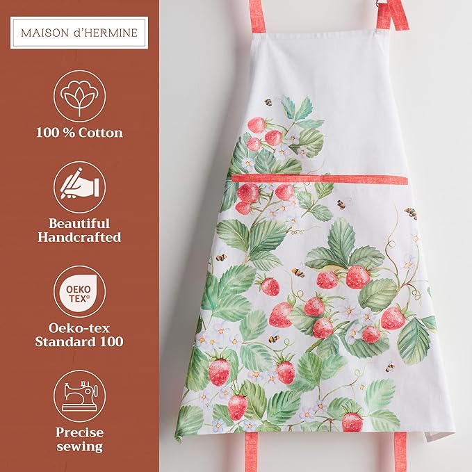 Maison d' Hermine 100% Cotton Apron for women with Pocket Kitchen Chef Apron for Men Cooking Mothers Day Gifts