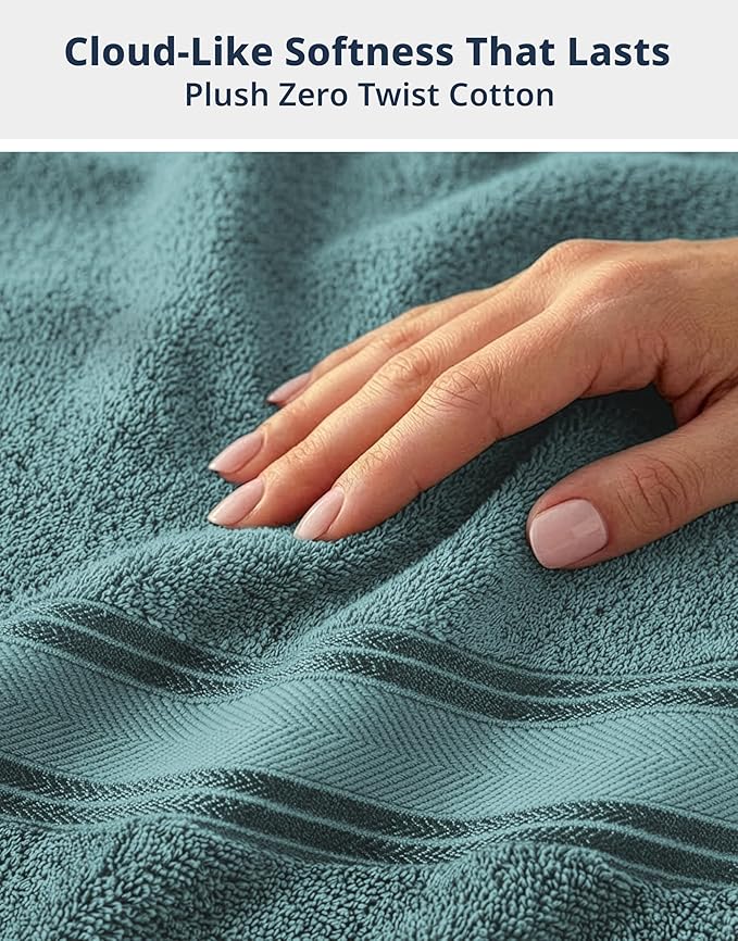 LANE LINEN Towels for Bathroom – 12 Pack, 100% Cotton Towel Sets, Zero Twist, 4 Bath, 4 Hand Towel & 4 Wash Cloths, Highly Absorbent, Luxury Hotel & Spa Quality, Machine Washable – Teal