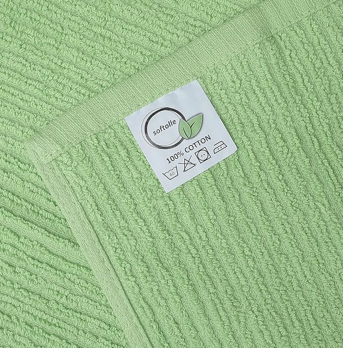Softolle Bar Mop Towels, Pack of 12-16x19 Inches - 100% Cotton Super Absorbent Towels, Multi-Purpose for Home and Bar Cleaning (Light Green)
