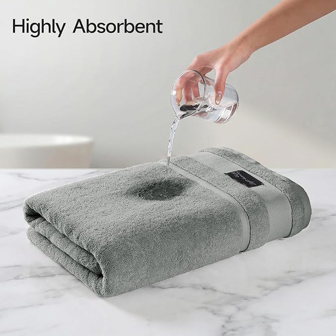 REDKISS 4 Pack Large Bath Towels Set, 100% Cotton, 31x63 in, Heavyweight 760G, Highly Absorbent & Quick Dry, Super Soft Luxury Towels for Bathroom,Hotel Collection - Gary