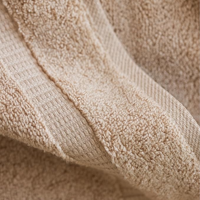 SALBAKOS 100% Turkish Cotton Washcloth Set of 12, 13x13 inch | Premium Quality | Hotel & Spa Collection | Ultra Soft, Super Absorbent, Wash Cloth Towels | Made in Turkey (Taupe, 12 Washcloths)
