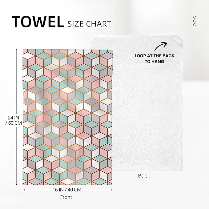 Pink Green Geometric Kitchen Towels Decorative Set of 2, Abstract Modern Dish Towels, Absorbent Hand Towels Tea Towels for Kitchen Decor,Farmhouse Holiday Home Dish Cloths