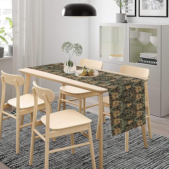 William Morris Table Runner Vintage Flower Art Printed Dinner Runner for Home Kitchen Dining Table Living Room Decor Fabric 1 Panel W13xL70in