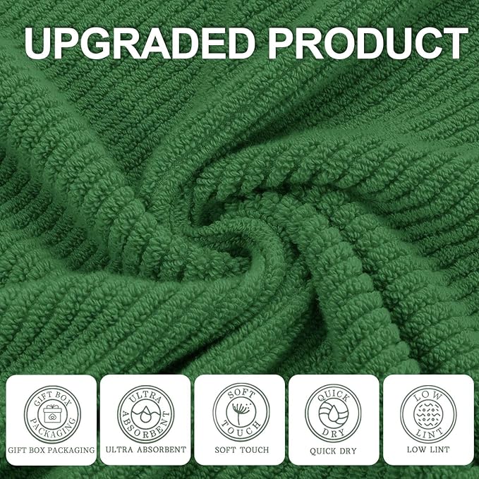 VOOVA & MOVAS Hunter Green Bath Towels, Bath Towels Set of 4, Large 30"x56" - 100% Cotton | Quick Dry | Thick | Soft | Absorbent, Light Weight Bath Towels, Luxury Towel Gift Set