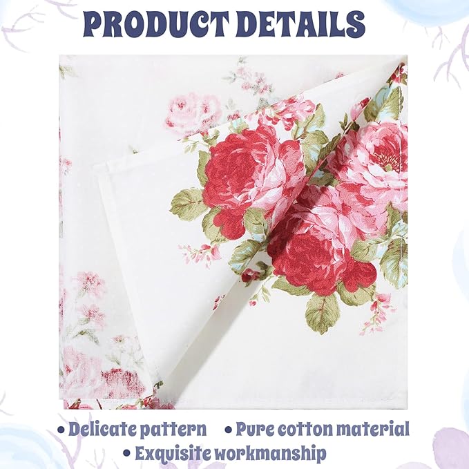 Tatuo Spring Flower Cotton Cloth Napkins Set of 24, 15 x 15 Inch Floral Dinner Napkins Soft Absorbent Washable for Family Cocktail Wedding Kitchen Dining Room Table Tea Party(Lovely Flowers)
