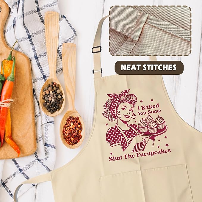 Funny Aprons for Women - Baking Gift for Women, Mothers Day Christmas Birthday Gifts, Perfect for Cooking, Bartending