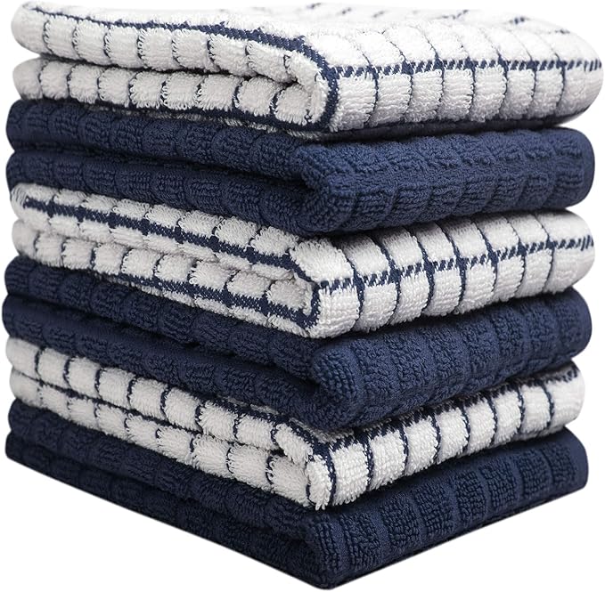 Bumble Kitchen Towels (6 Pack) | 16" x 28" | 100% Cotton Dish Towels for Kitchen | 380 GSM | Soft, Highly Absorbent & Durable Dish Towels with Hanging Loop | Navy