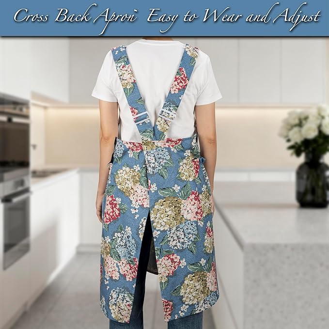NEOVIVA Kitchen Aprons for Women with Pockets,Cooking Aprons for Women,Vintage Apron for Baking Gardening,Gifts for Mothers