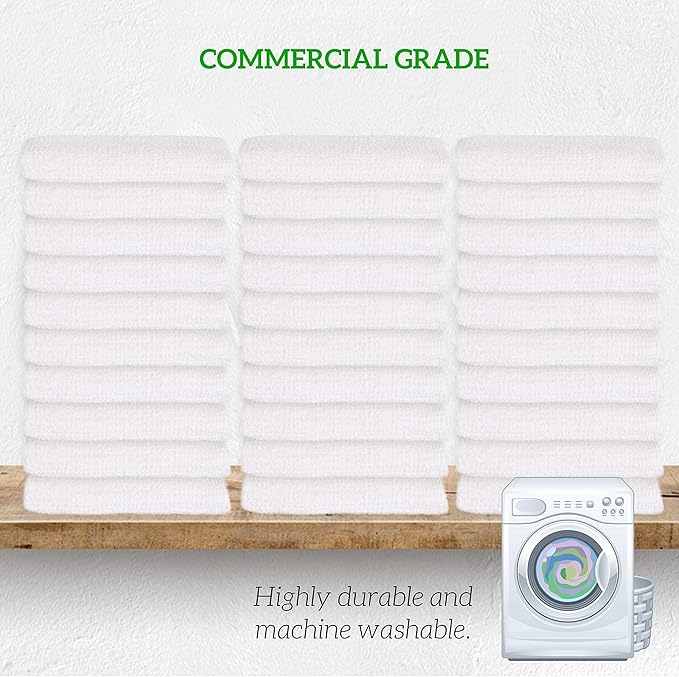 GREEN LIFESTYLE Cotton Wash Cloths 14" x 17" 50 Pack - Cleaning Rags, Bar Mop Towels, Absorbent Terry Cloth Rags, Reusable Kitchen Towels for Housekeeping, Restaurant and Home Use