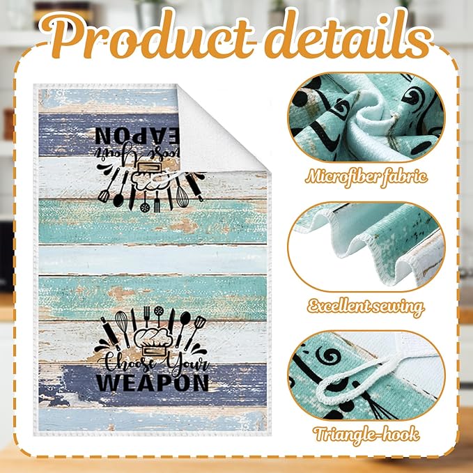 Bencailor 6 Pcs Mint Kitchen Towels Decorative Sets Dish Towels Absorbent Fast Drying Hand Tea Vintage Hanging Reusable Cleaning Dishcloths for Cooking Farmhouse Bathroom Accessory