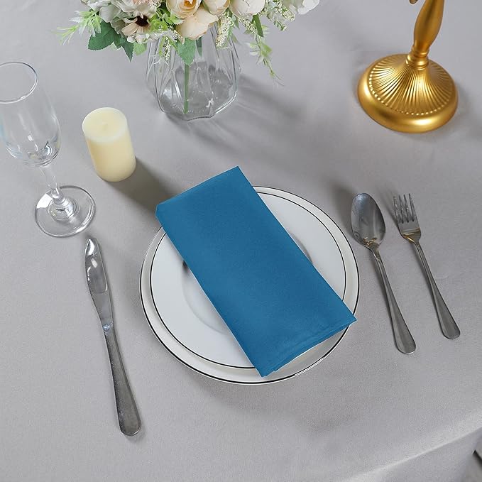 Cloth Napkins 20x20 inch Washable Polyester Dinner Napkins Soft Table Napkins for Wedding Party Dining Banquet(Mediterranean Blue,25PCS)