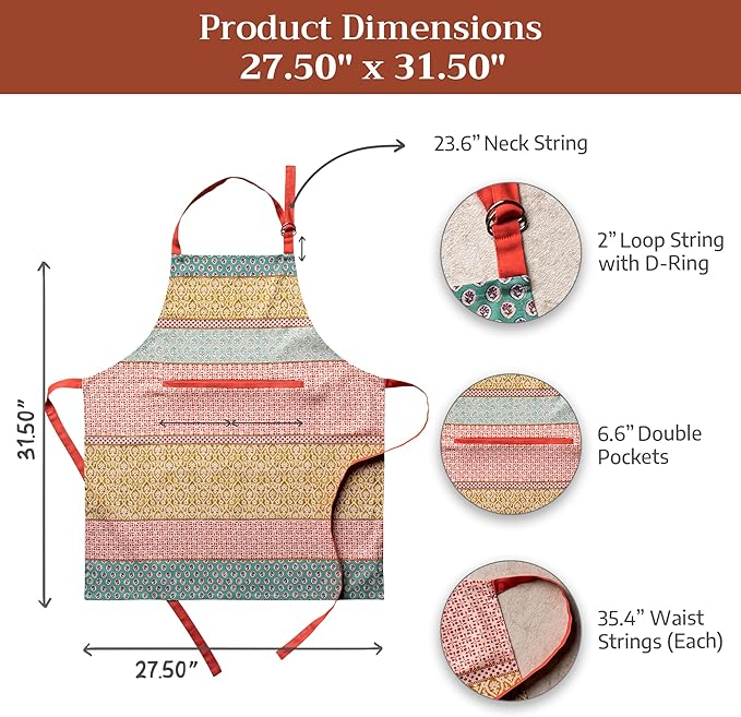 Maison d' Hermine 100% Cotton Apron for women with Pocket Kitchen Chef Apron for Men Cooking Mothers Day Gifts