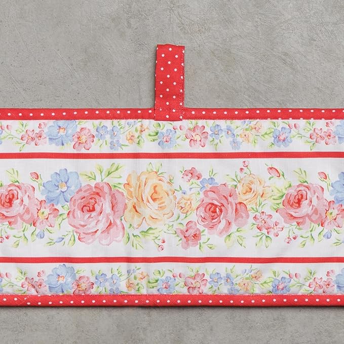 Maison d' Hermine Double Oven Mitts 100% Cotton 7"x35" Double Oven Mitt Heat Resistant BBQ Cooking Gloves with Loop Baking Grilling Gifts for Mothers Day Spring Summer (Vintage Floral)