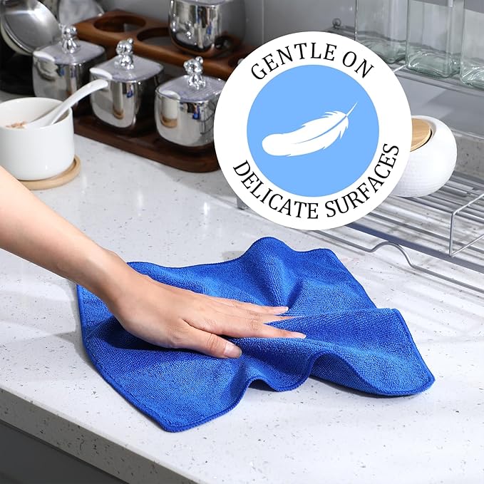 Tanlade Cleaning Cloth Dry Erase Cloth Cleaning Rags Reasonable Kitchen Towels Microfiber Towels Cars Wash(12 x 12 Inch,Blue,10 Pcs)