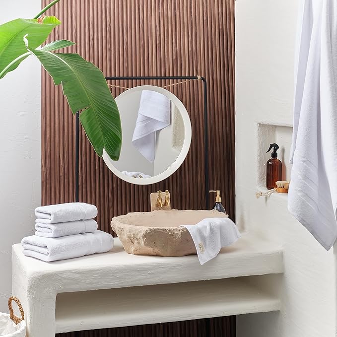 SOFE H&L | Olea Luxury Turkish Cotton Bath Towel Set of 1 : 1 Jumbo Bath Towel White | Premium, Soft, Durable, Absorbent | XL Bath Towels Oversized