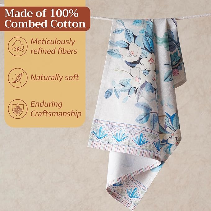 Maison d' Hermine Kitchen Towel 100% Combed Cotton Premium Set of 3 Kitchentowels Easter Tea Towels (20"x27.50") for Table Cleaning, Dining, Buffet Parties & Wedding Use - Peacock Utopia