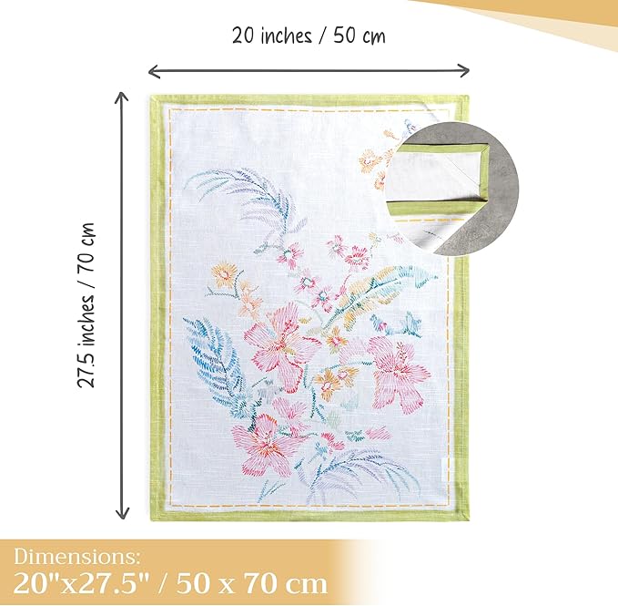 Maison d' Hermine Kitchen Towels Set of 3 100% Cotton 27.50" x 20" Reusable Cloth Tea Dish Towels Absorbent with Hanging Loop for Kitchen Gifts for Mothers Day Spring/Summer (Paradise Island)