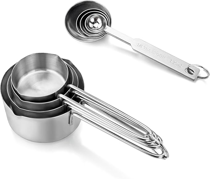 New Star Foodservice 42917 Stainless Steel 8-Piece Measuring Cups and Spoons Combo Set
