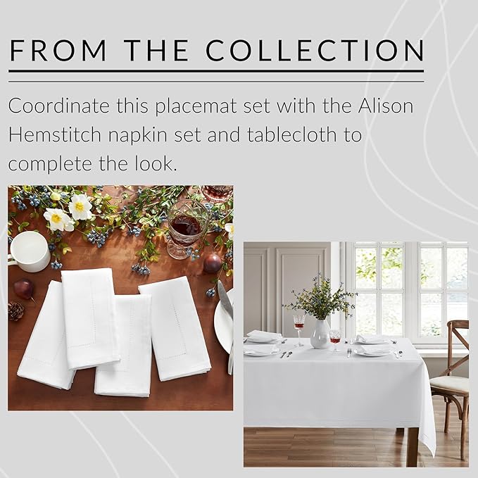 Elrene Home Fashions Alison Eyelet Border Design Cloth Wrinkle Resistant Fabric Placemat, Set of 4, 13"x19", Terracota