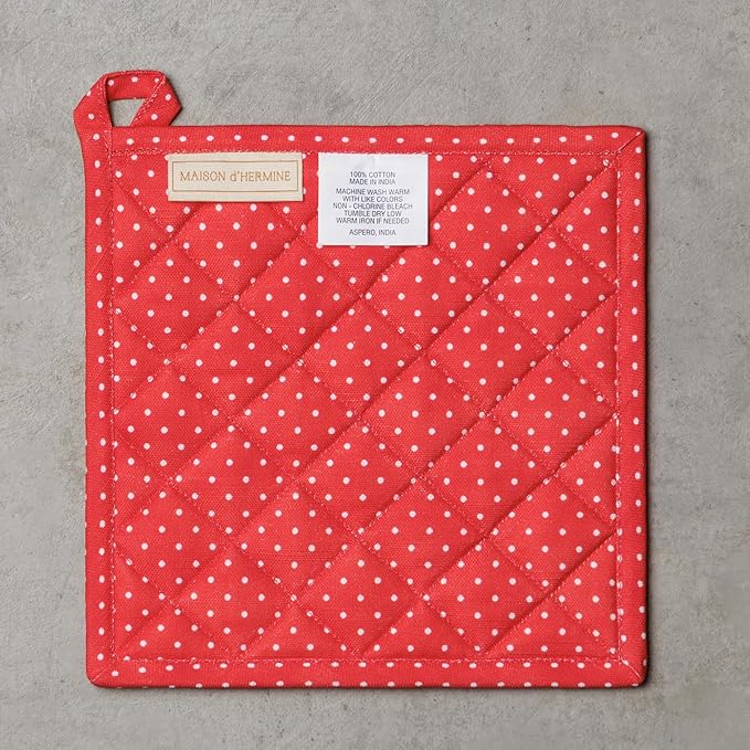 Maison d' Hermine Pot Holders 100% Cotton Heat Resistant Potholders 8" x 8" Hot Pads with Loop BBQ Cooking Baking Gifts for Mothers Day Handling Hot Pans Spring/Summer (Pack of 2, Vintage Floral)