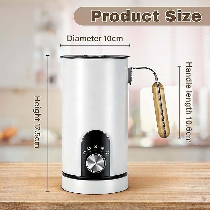 2026 Upgraded Milk Frother and Steamer, 19.9 OZ Detachable Milk Frother for Coffee with Temperature Display, 5 in 1 Large Capacity Automatic Warm and Cold Foam Maker for Coffee, Latte, Cappuccino